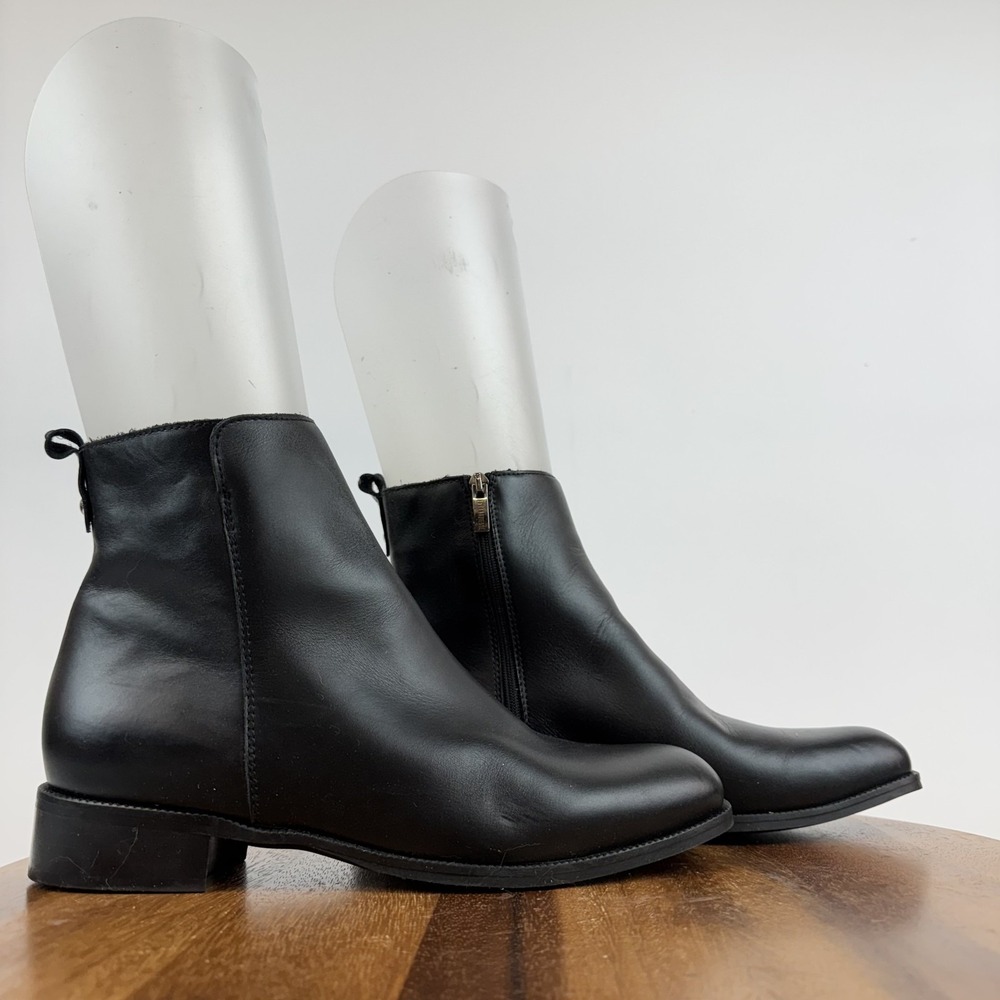 New Womens Le Canadienne Klive City Dry Black Leather Ankle Booties Size 11 M‎